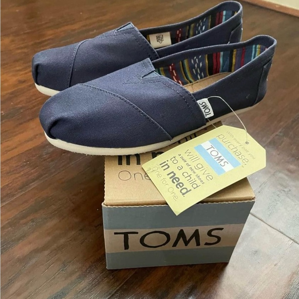 TOMS Blue Canvas Slip-Ons